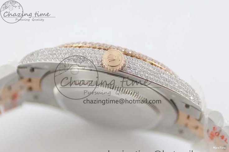 MiroTime 1229 Affordable Datejust 41 SS RG Full Diamonds TWF 1:1 Best Edition Arabic Markers Dial on Jubilee Bracelet A 2385